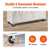 Kitchen Island Cart with Solid Wood Top, 45.3" Width Mobile Carts with Storage Cabinet, Rolling Kitchen Table with Spice Rack, Towel Rack, Drop Leaf and Drawer, Portable Islands on Wheels, White